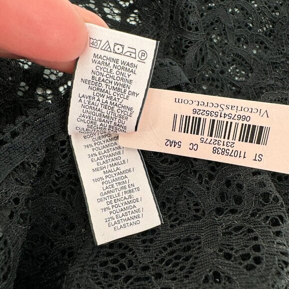 Victoria's Secrets Black Lace Up Scallop Trim Lace Evening Small Underwear NWT - Picture 4 of 4